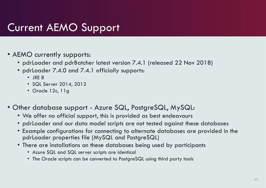 current aemo support