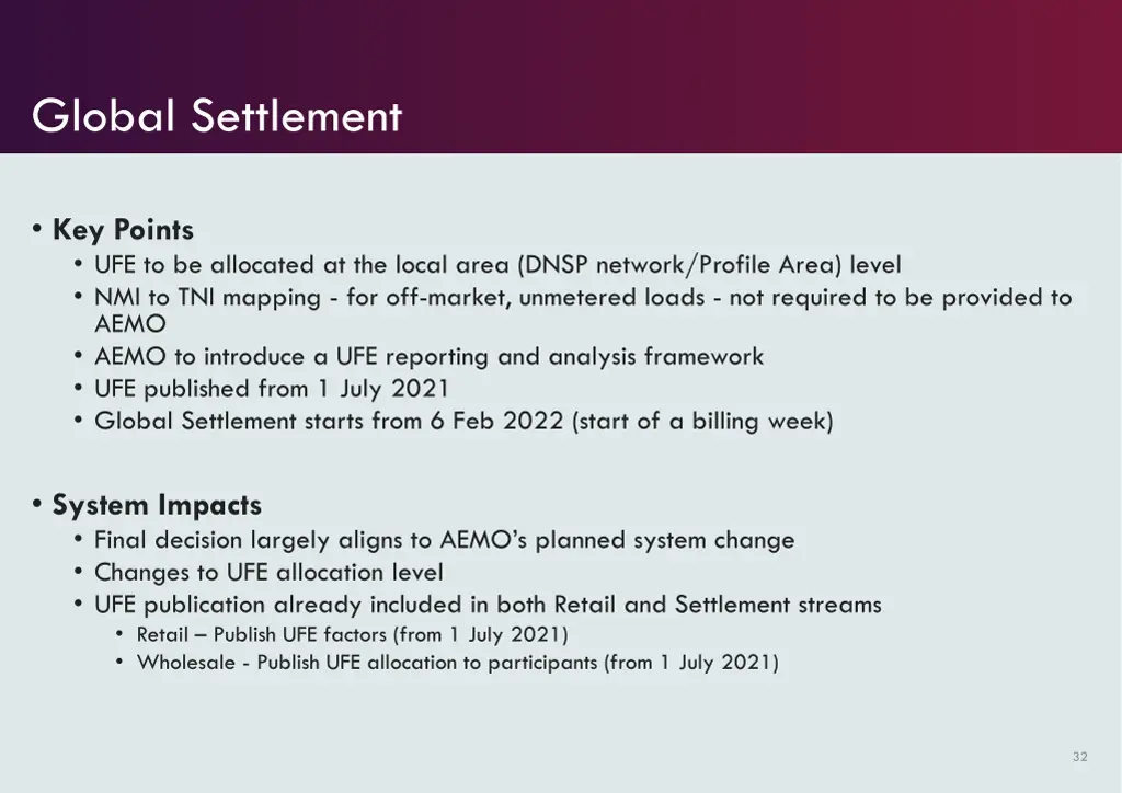 global settlement