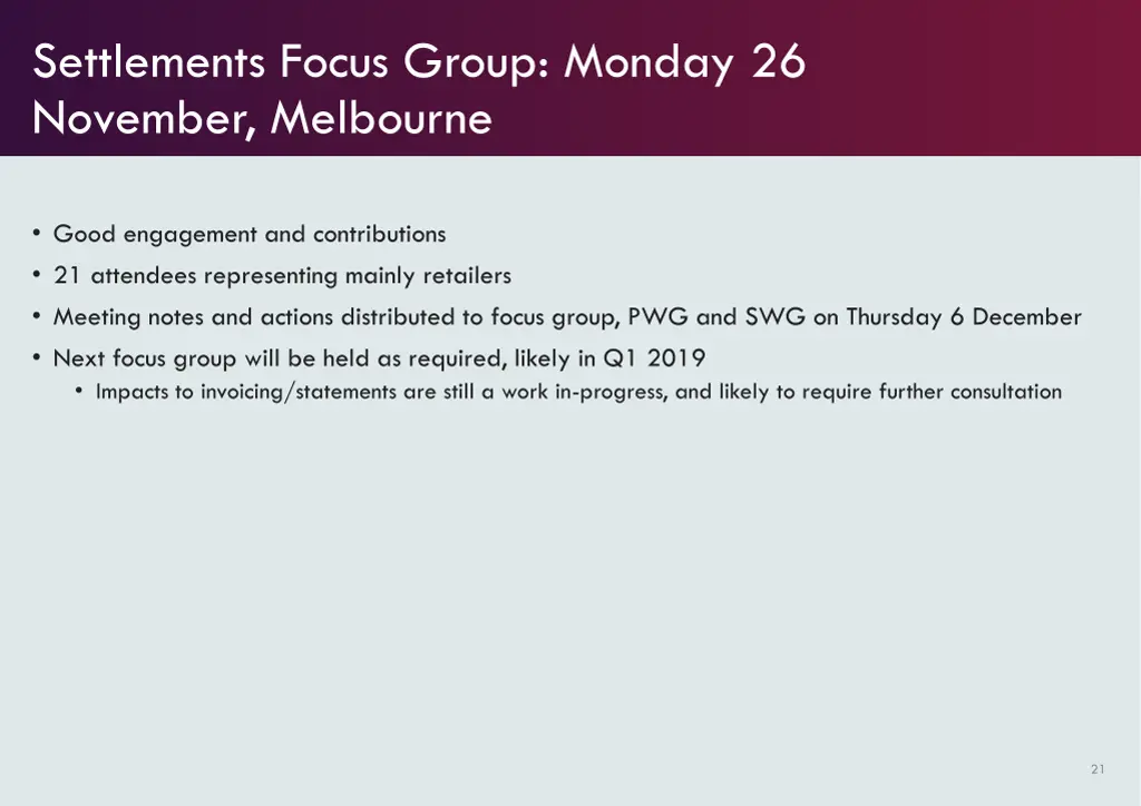 settlements focus group monday 26 november
