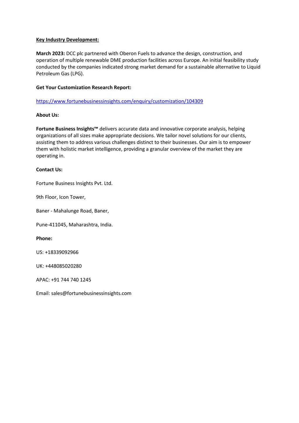 key industry development