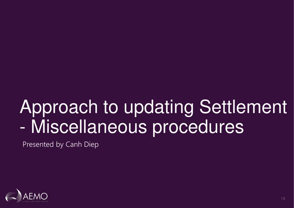 approach to updating settlement miscellaneous