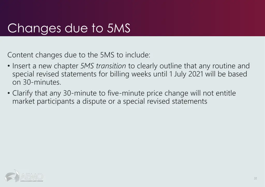 changes due to 5ms