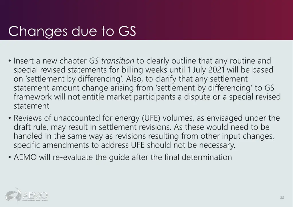 changes due to gs