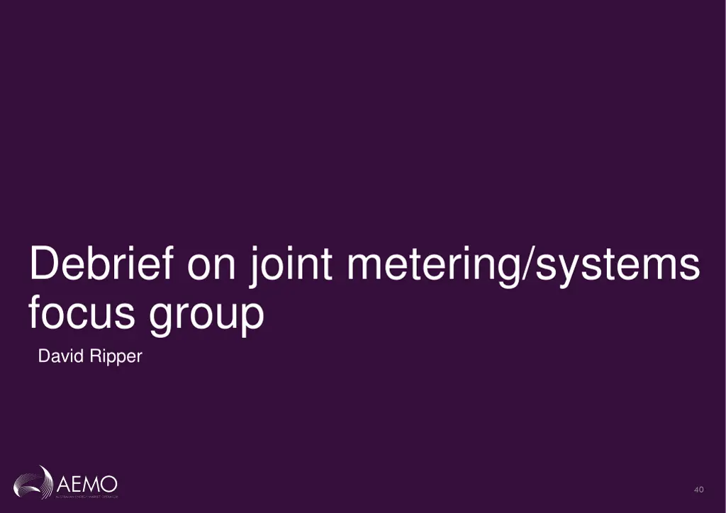 debrief on joint metering systems focus group