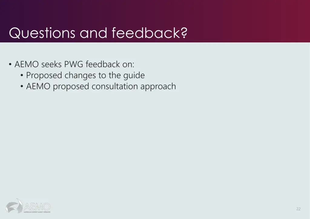 questions and feedback