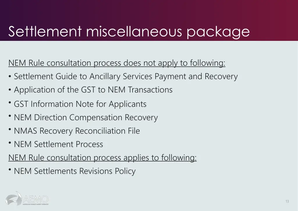 settlement miscellaneous package