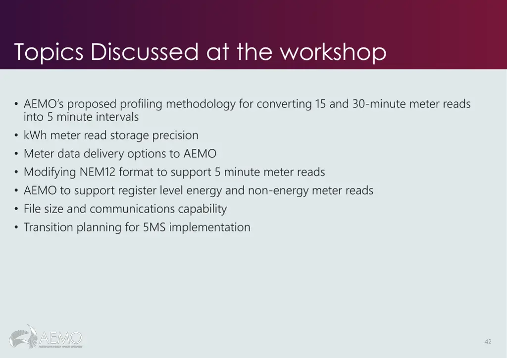 topics discussed at the workshop