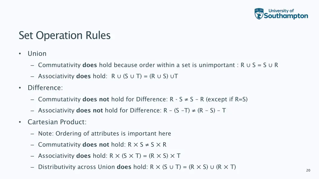 set operation rules