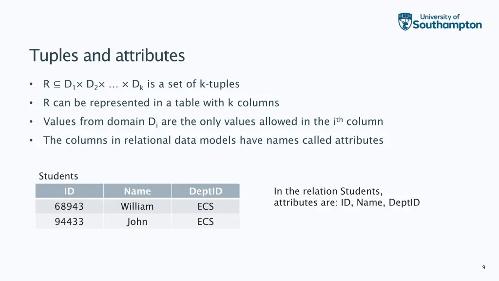 tuples and attributes
