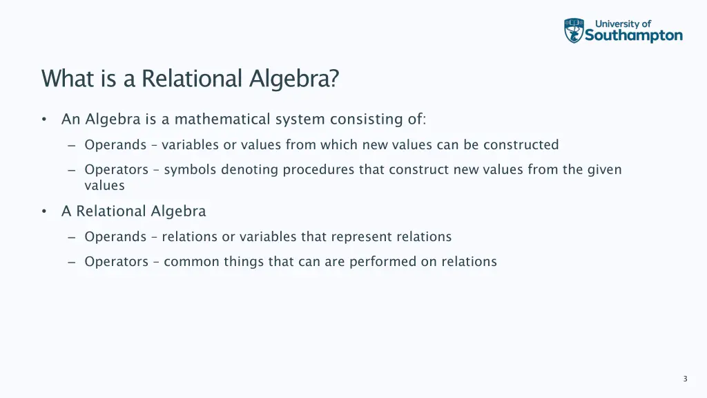 what is a relational algebra