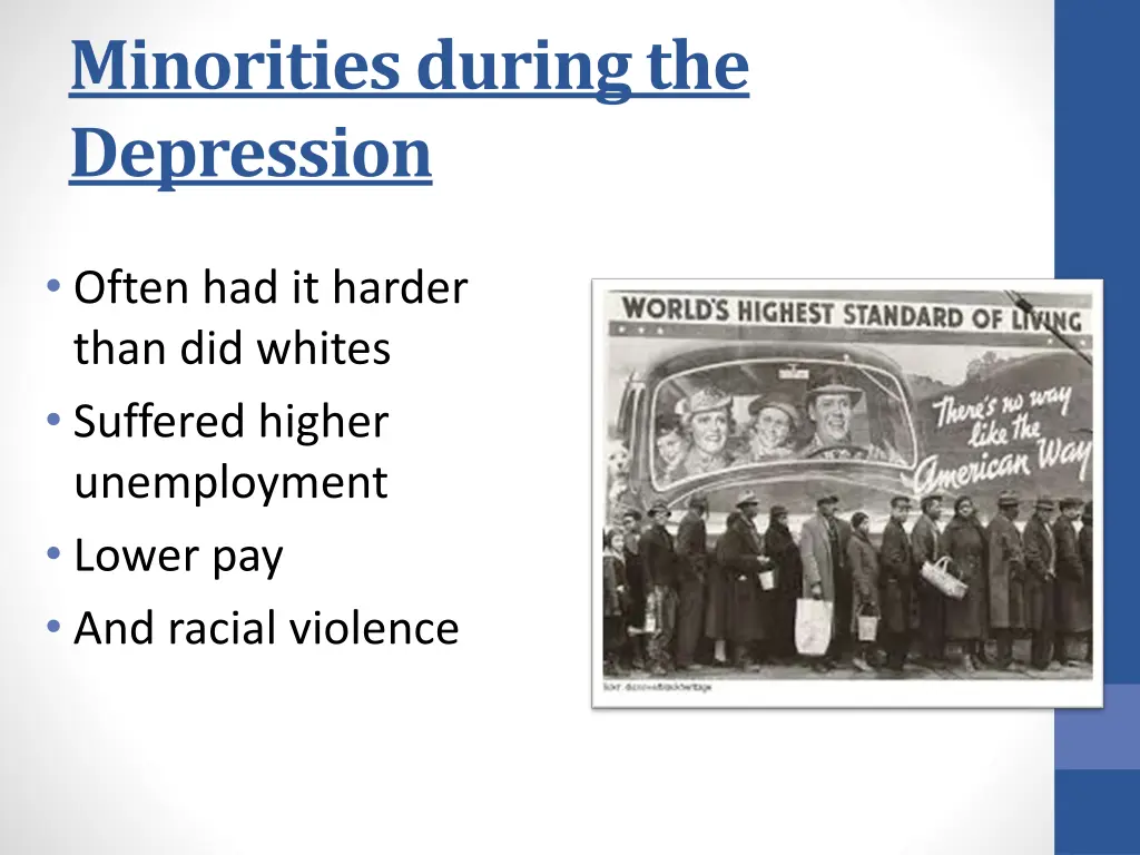 minorities during the depression