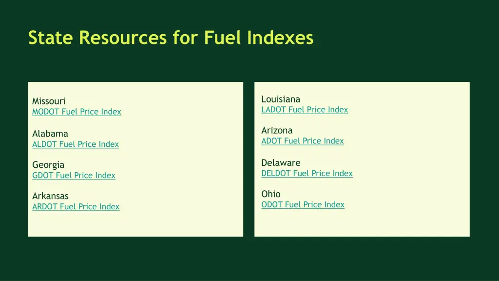 state resources for fuel indexes 1