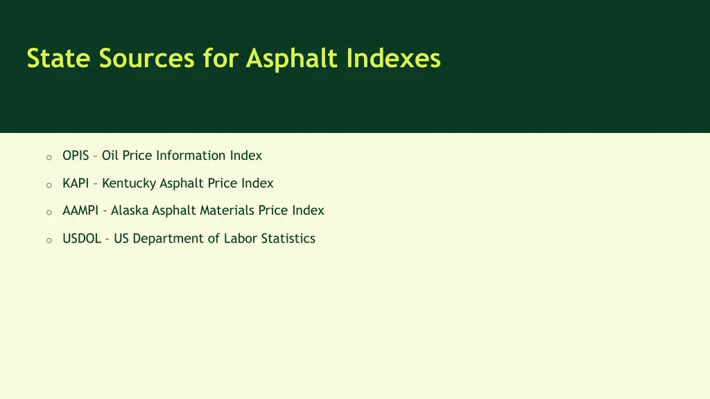 state sources for asphalt indexes