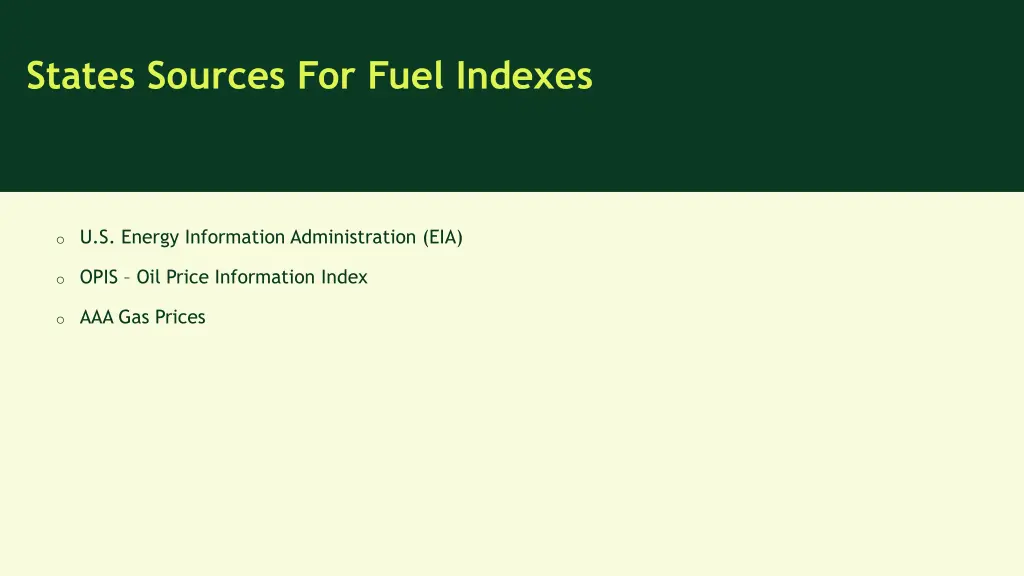 states sources for fuel indexes