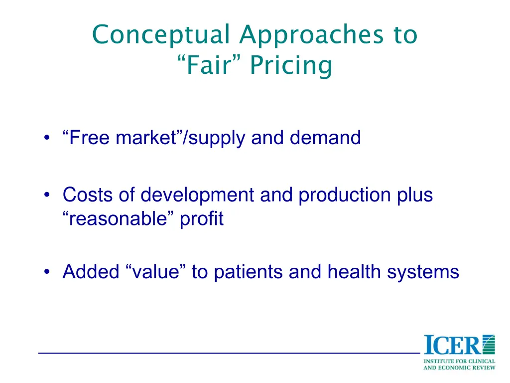 conceptual approaches to fair pricing