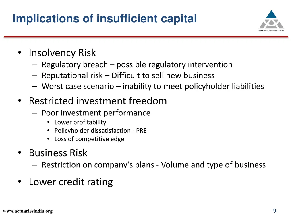 implications of insufficient capital