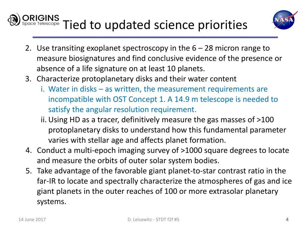 tied to updated science priorities 1