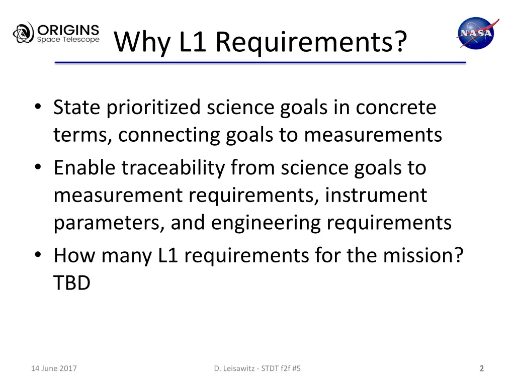 why l1 requirements
