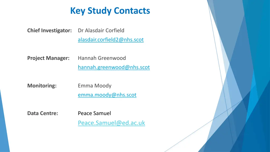 key study contacts