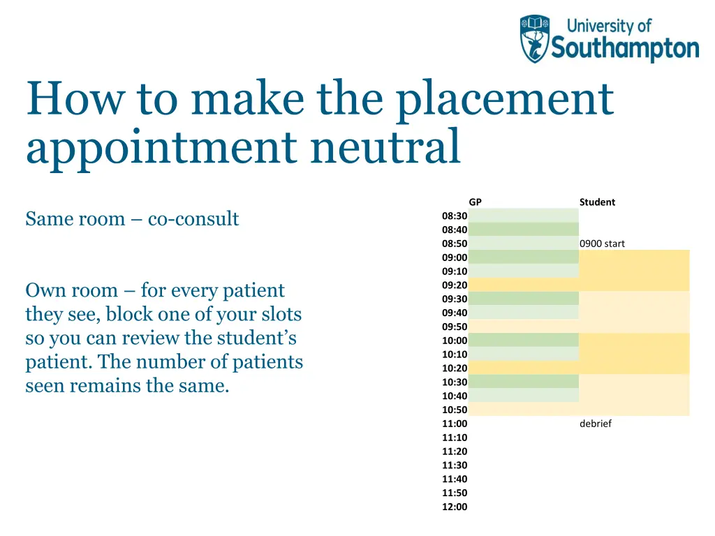 how to make the placement appointment neutral