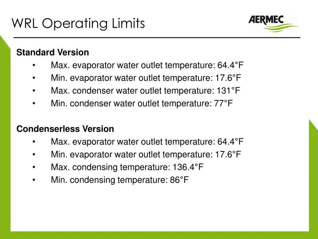 wrl operating limits