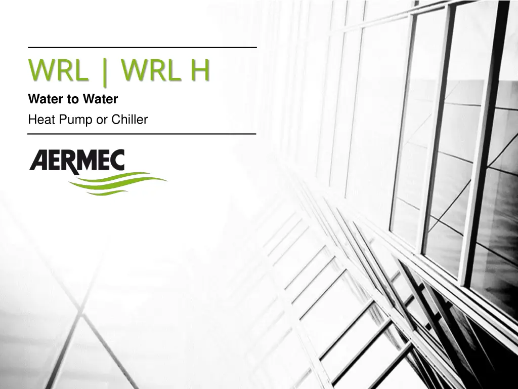 wrl wrl h water to water heat pump or chiller