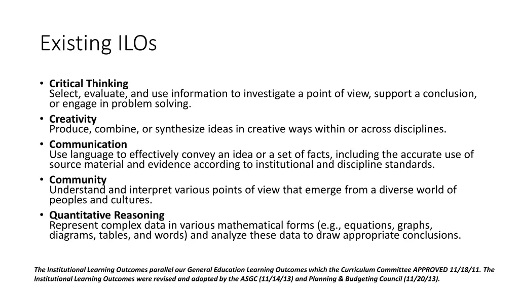existing ilos