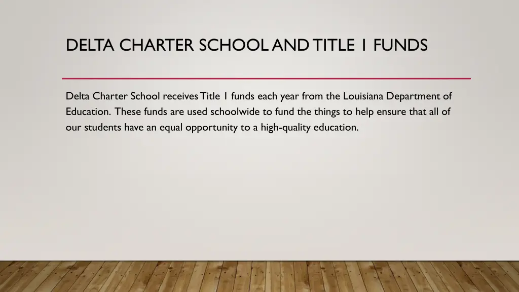 delta charter school and title 1 funds