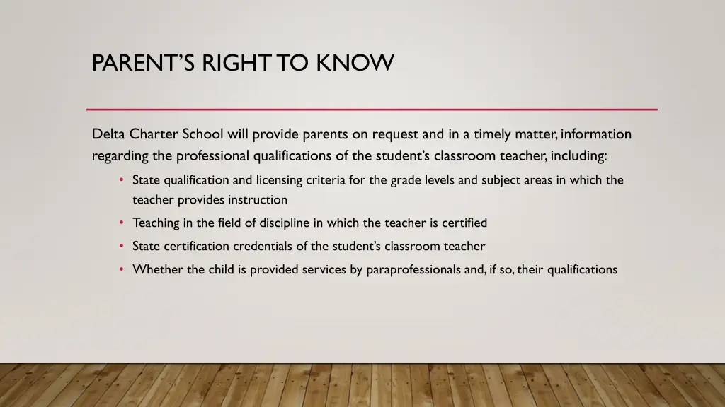 parent s right to know