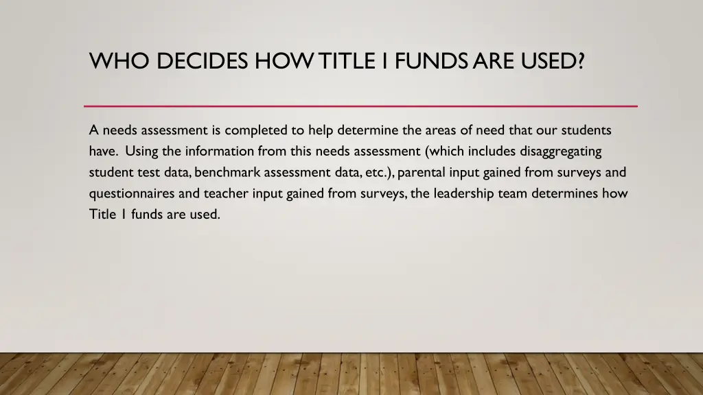 who decides how title i funds are used