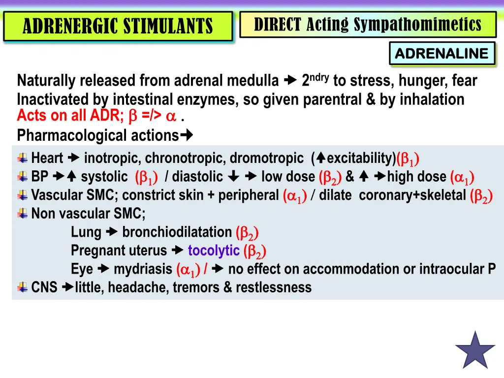 direct acting sympathomimetics