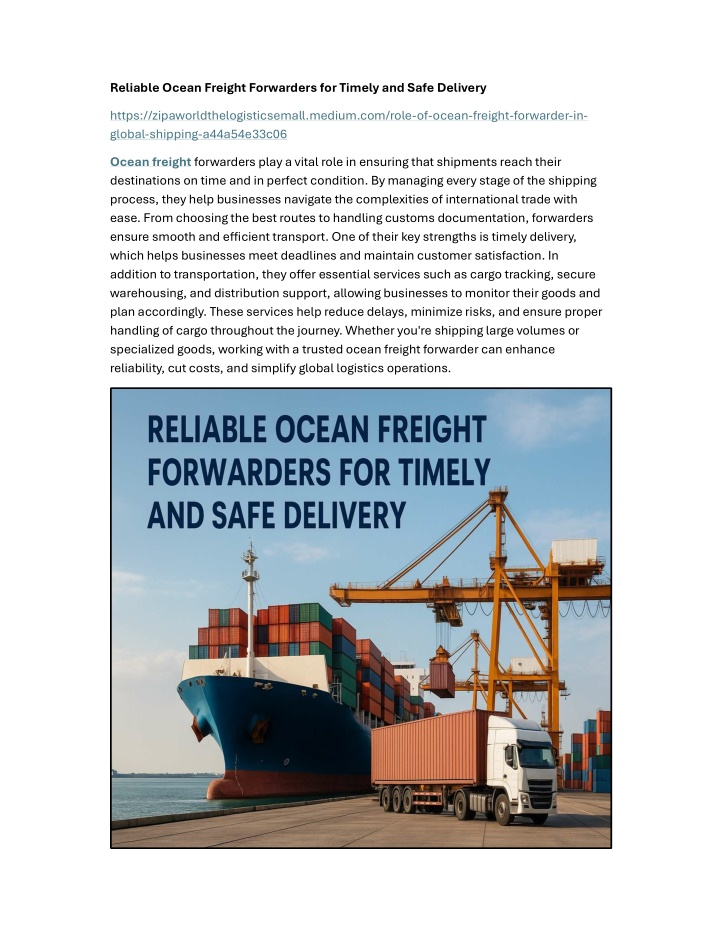reliable ocean freight forwarders for timely