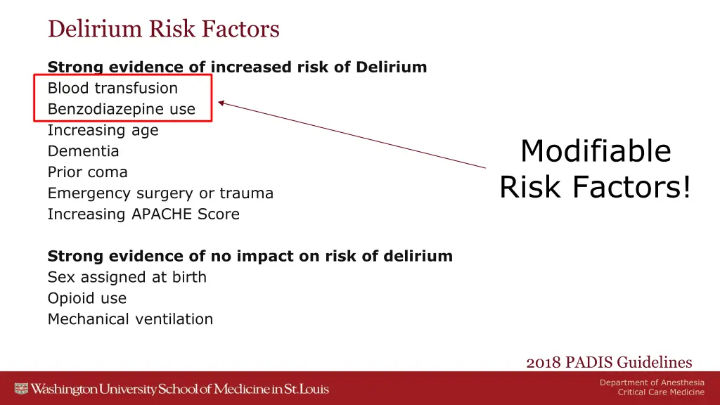 delirium risk factors