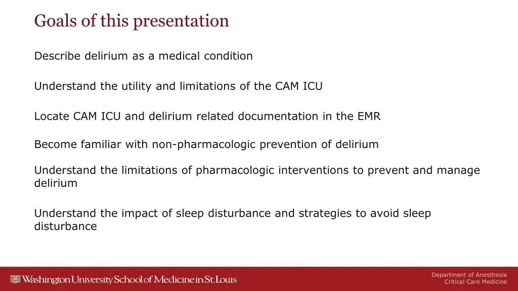 goals of this presentation