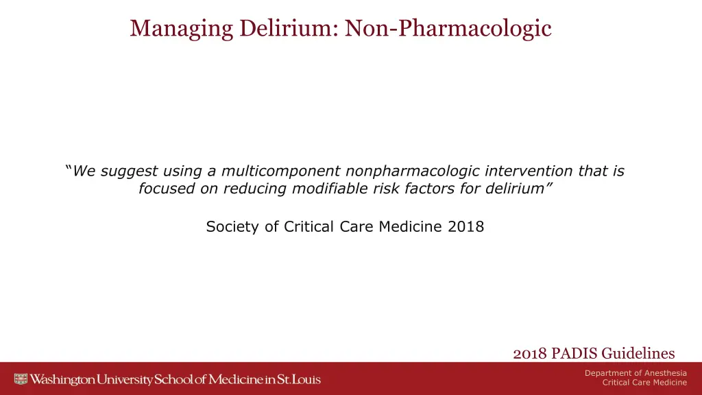 managing delirium non pharmacologic