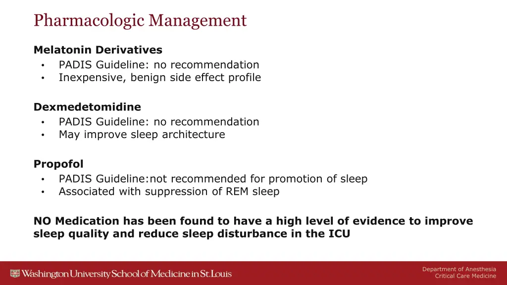 pharmacologic management