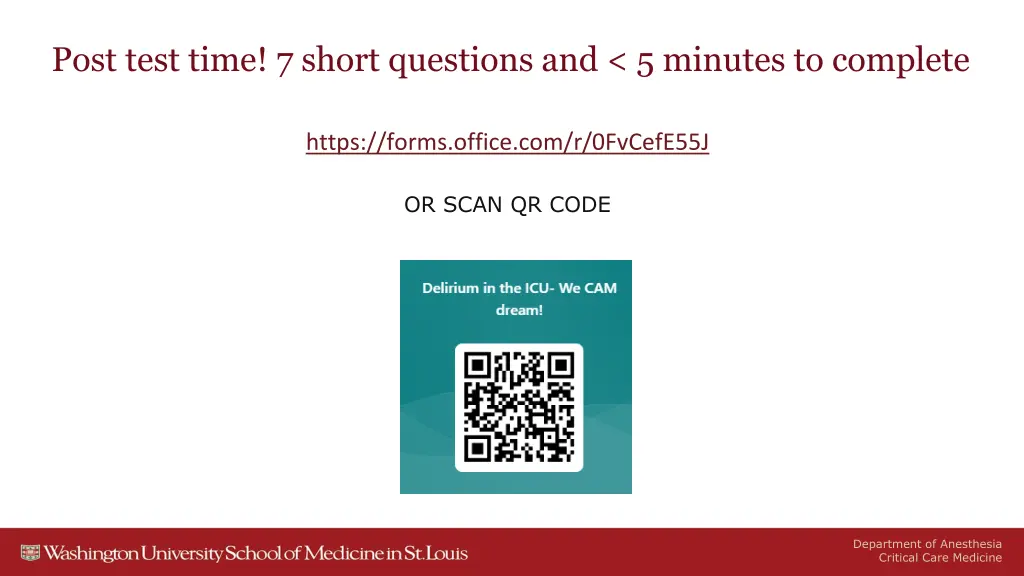 post test time 7 short questions and 5 minutes