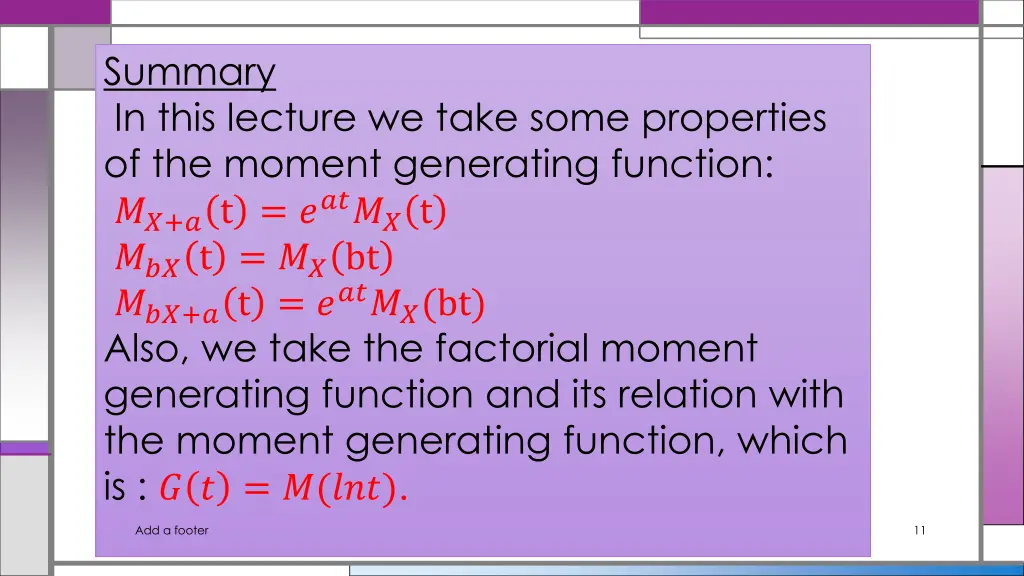 summary in this lecture we take some properties
