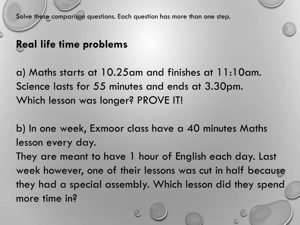 solve these comparison questions each question