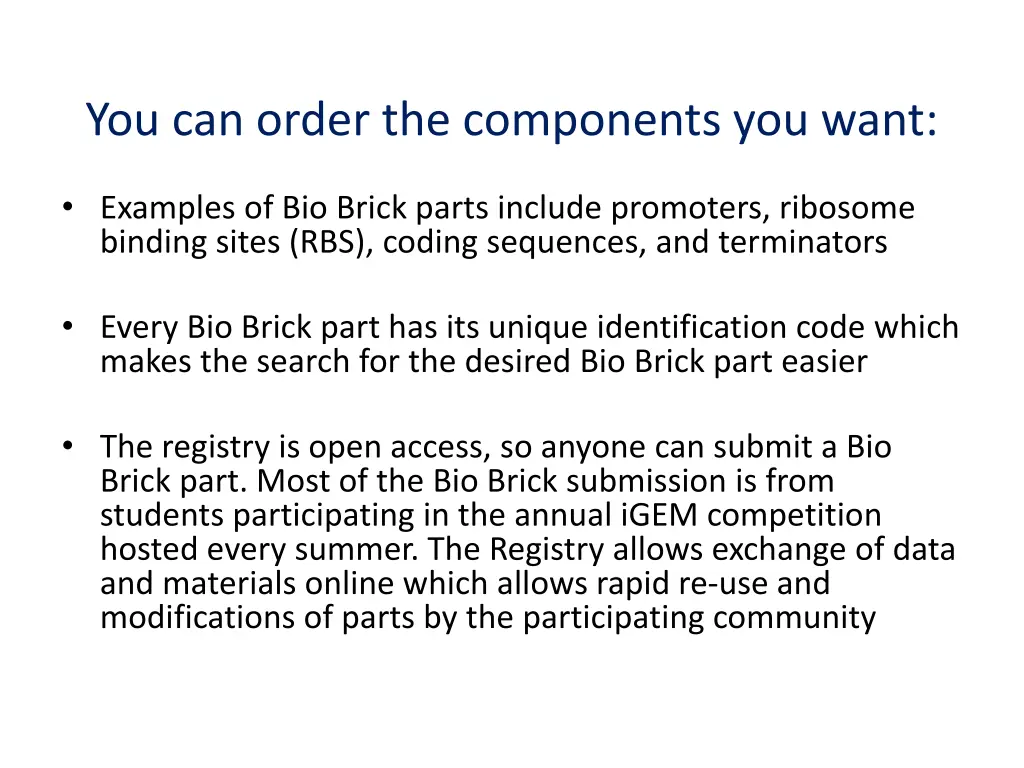 you can order the components you want