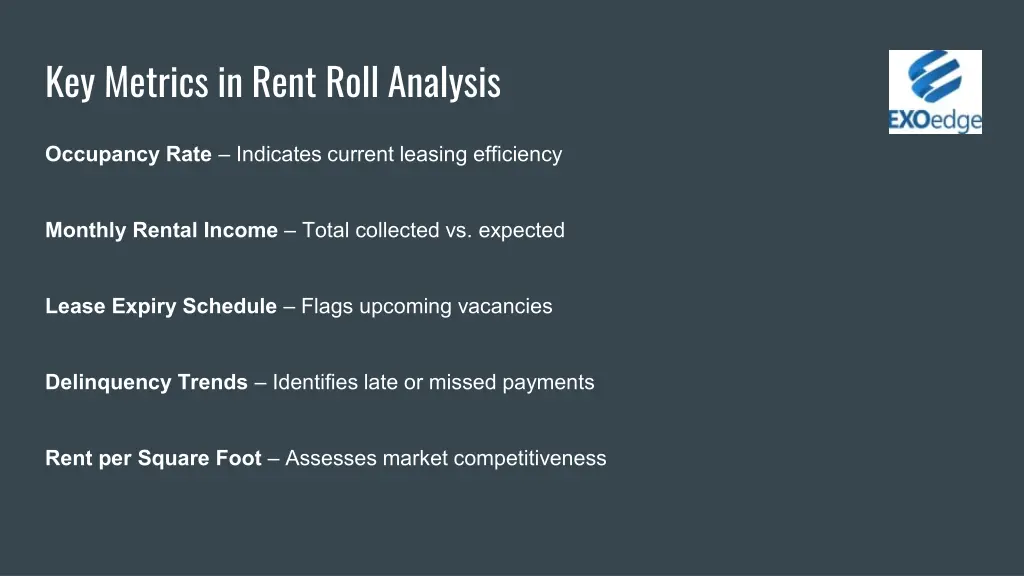 key metrics in rent roll analysis