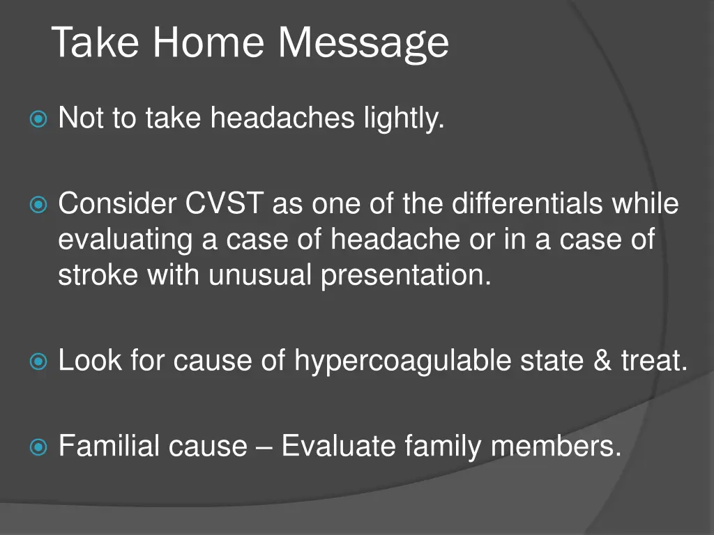 take home message