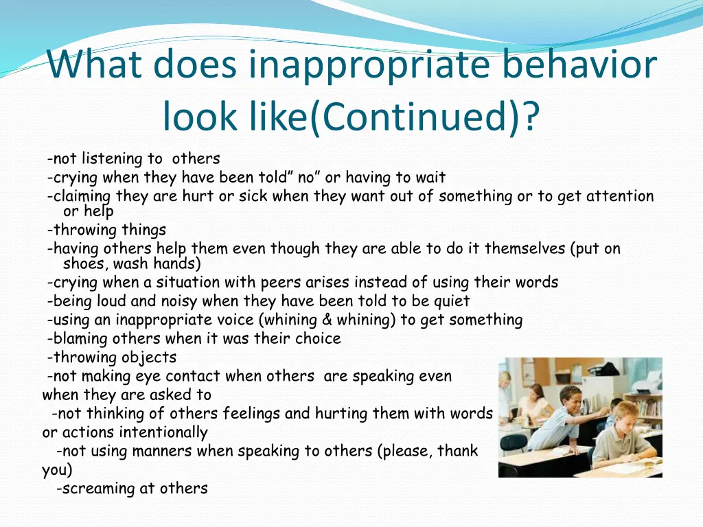 what does inappropriate behavior look like 1