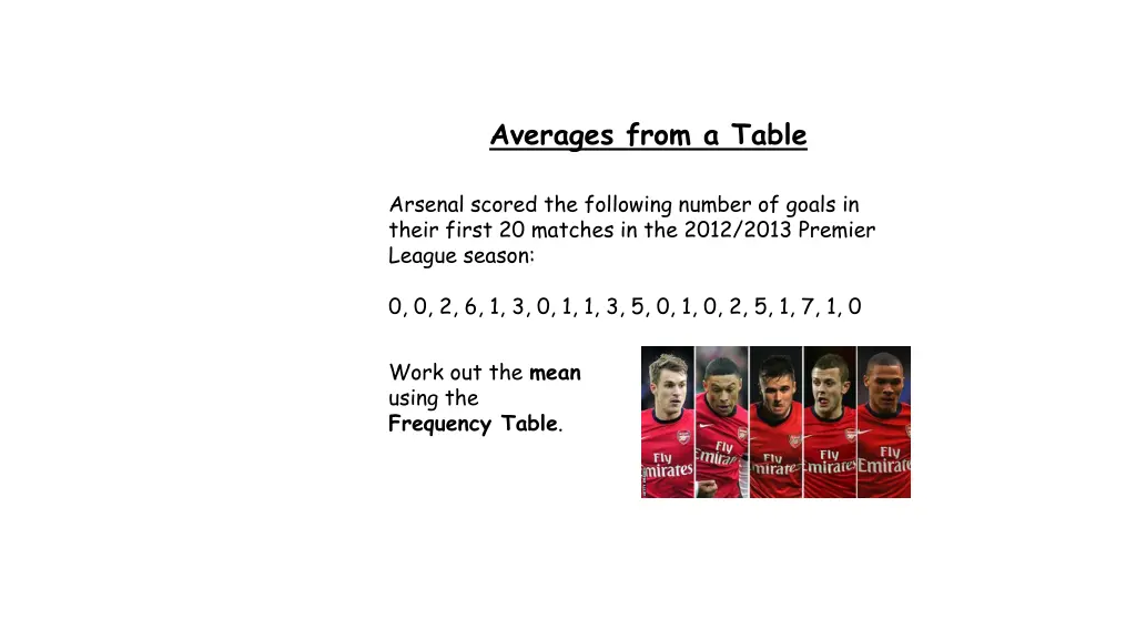 averages from a table