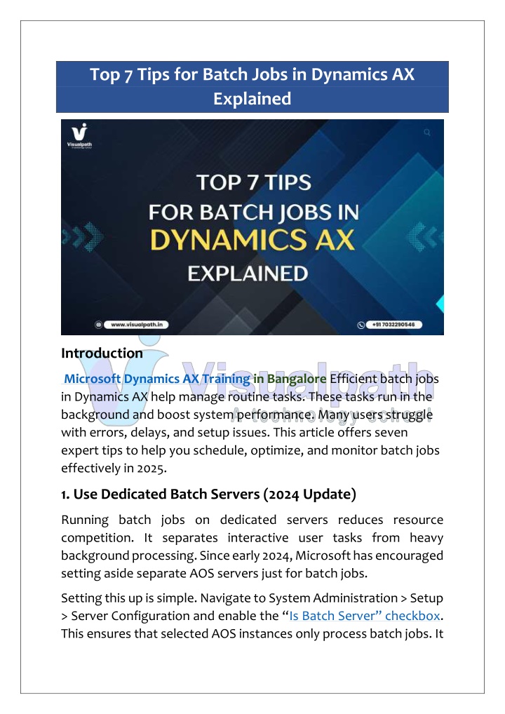 top 7 tips for batch jobs in dynamics ax explained
