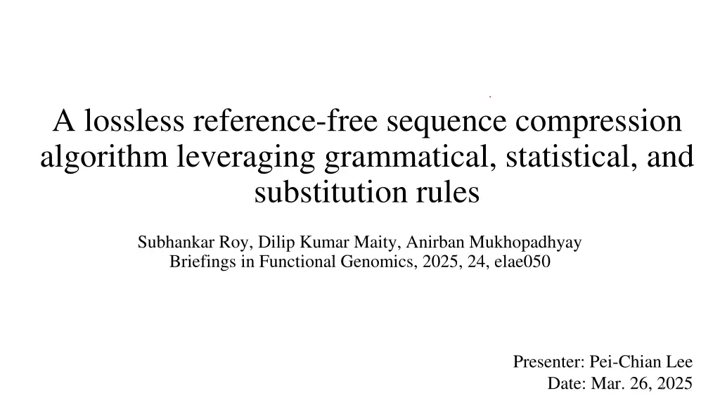 a lossless reference free sequence compression