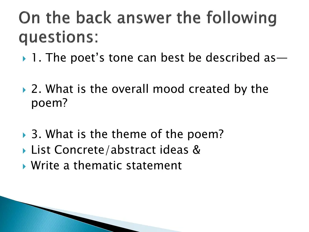 1 the poet s tone can best be described as