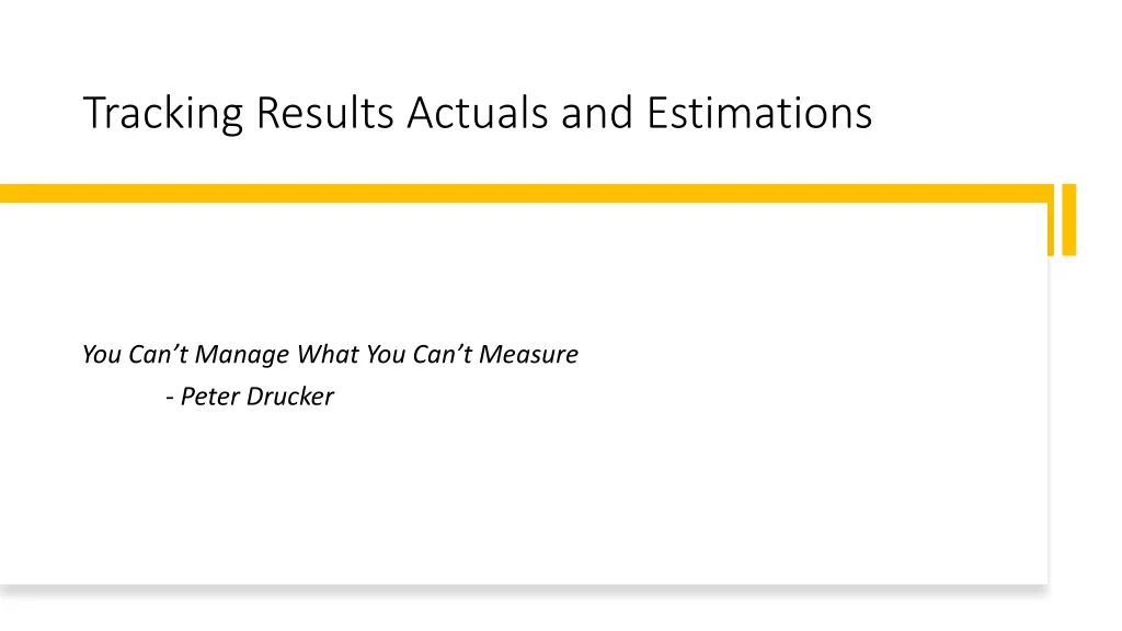 tracking results actuals and estimations