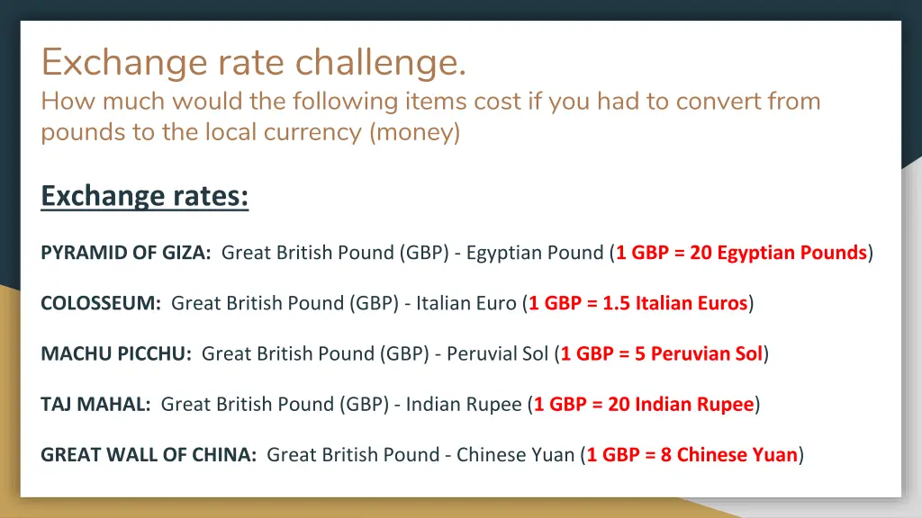 exchange rate challenge how much would