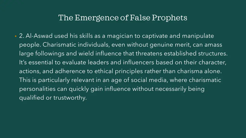 the emergence of false prophets 13